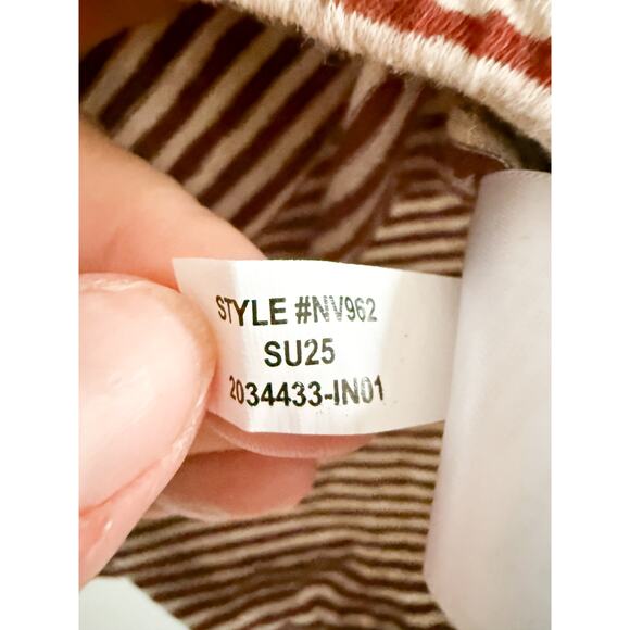 Madewell | NWT Bubble Tee in Henna Brown Cream Stripe | Sz S - Picture 8 of 9